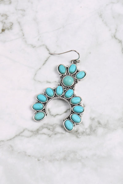 WESTERN CONCHO NATURAL STONE SEMI HOOP DANGLE EARRINGS (NOW $ 4.75 ONLY!)