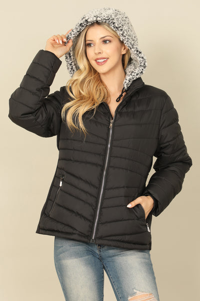 ZIP-UP WITH POCKET DETACHABLE WOOL HOODIE PUFFER JACKET 1-2-2-1