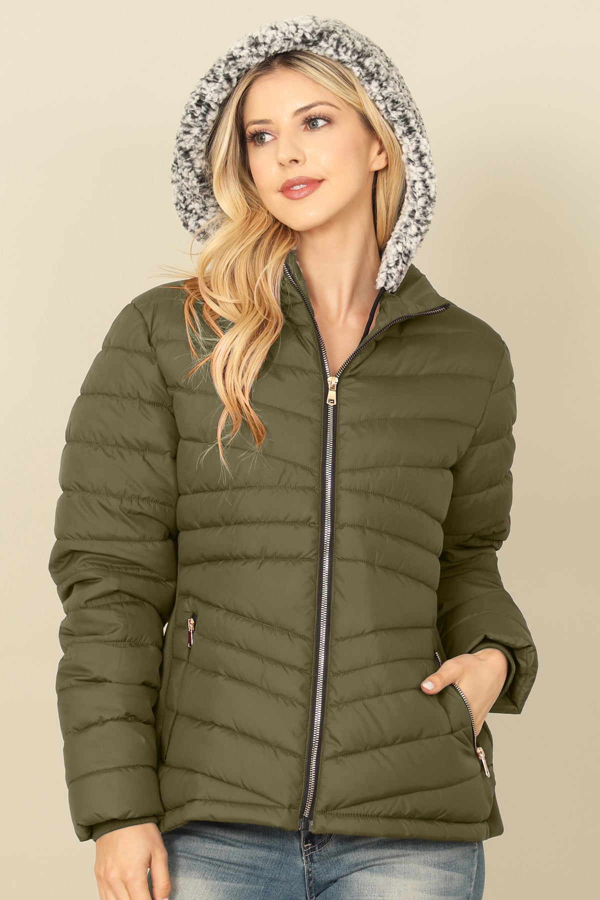 ZIP-UP WITH POCKET DETACHABLE WOOL HOODIE PUFFER JACKET 1-2-2-1