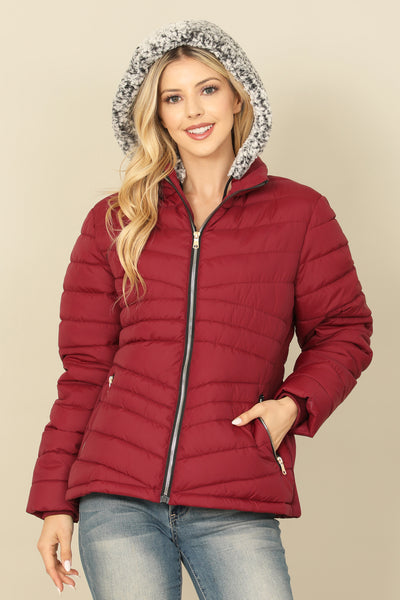 ZIP-UP WITH POCKET DETACHABLE WOOL HOODIE PUFFER JACKET 1-2-2-1