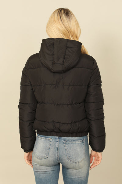 ZIP-UP WITH POCKET HOODIE PUFFER JACKET 1-1-1-1