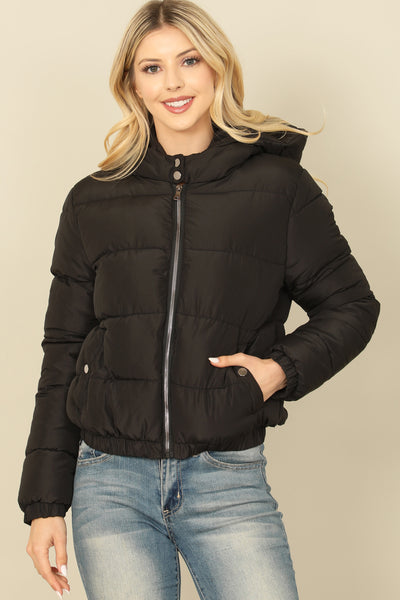 ZIP-UP WITH POCKET HOODIE PUFFER JACKET 1-1-1-1