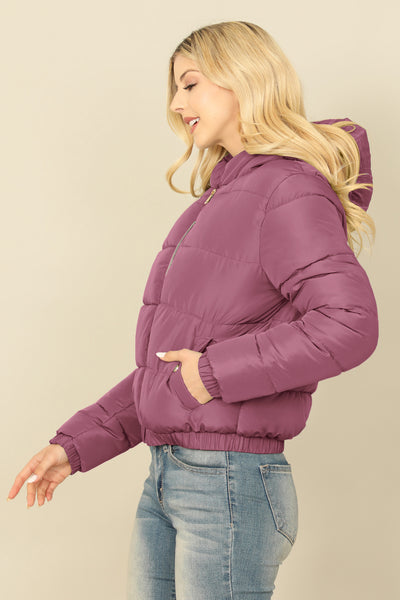 ZIP-UP WITH POCKET HOODIE PUFFER JACKET 1-1-1-1