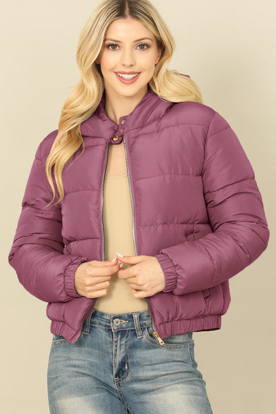 ZIP-UP WITH POCKET HOODIE PUFFER JACKET 1-1-1-1