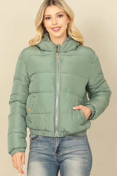 ZIP-UP WITH POCKET HOODIE PUFFER JACKET 1-1-1-1