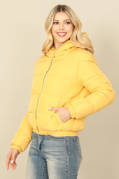 ZIP-UP WITH POCKET HOODIE PUFFER JACKET 1-1-1-1