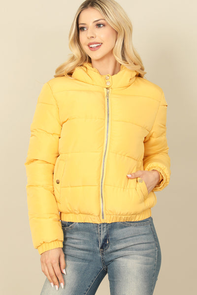 ZIP-UP WITH POCKET HOODIE PUFFER JACKET 1-1-1-1