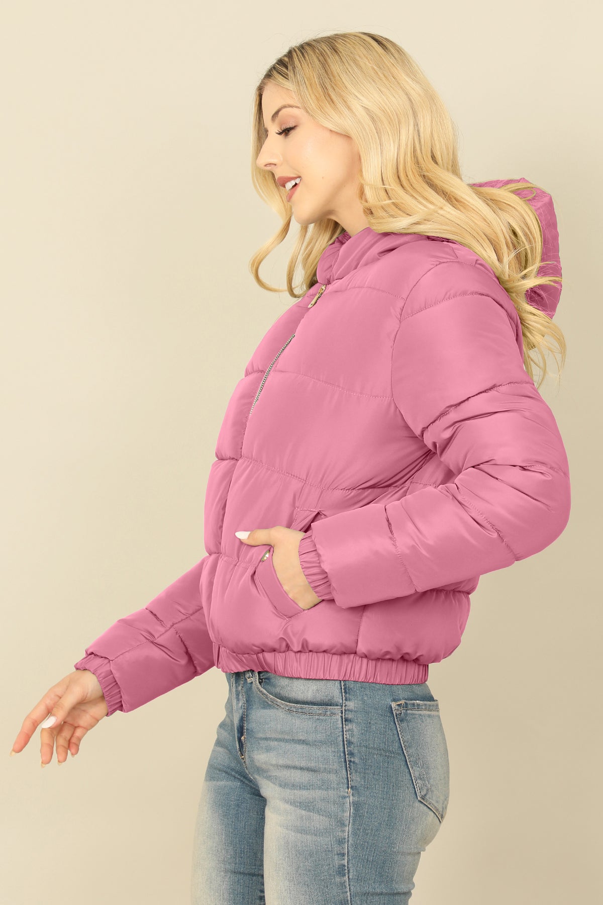 ZIP-UP WITH POCKET HOODIE PUFFER JACKET 1-1-1-1