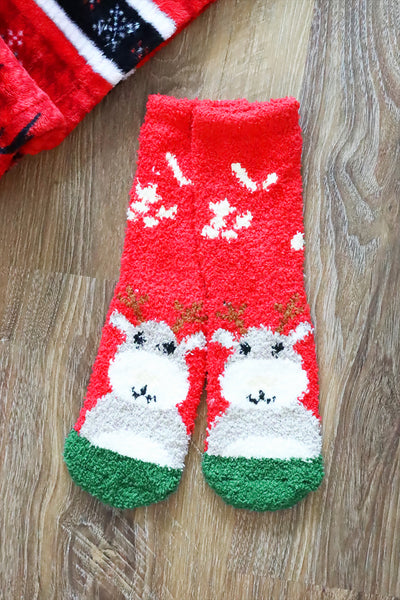 CHRISTMAS FUZZY SOCKS SET 12PAIRS ( 6 DESIGN 2 PAIRS EACH )-CHRISTMAS/12PCS