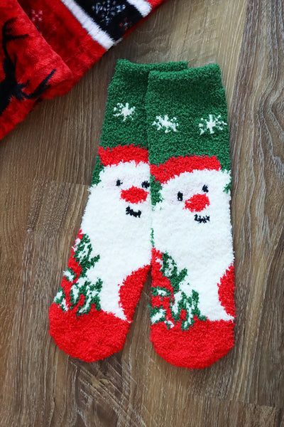 CHRISTMAS FUZZY SOCKS SET 12PAIRS ( 6 DESIGN 2 PAIRS EACH )-CHRISTMAS/12PCS