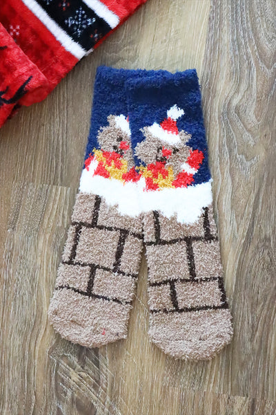 CHRISTMAS FUZZY SOCKS SET 12PAIRS ( 6 DESIGN 2 PAIRS EACH )-CHRISTMAS