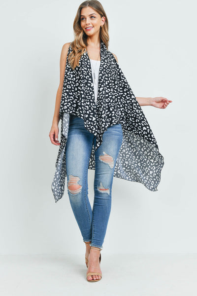 LEOPARD PRINT OPEN FRONT KIMONO VEST