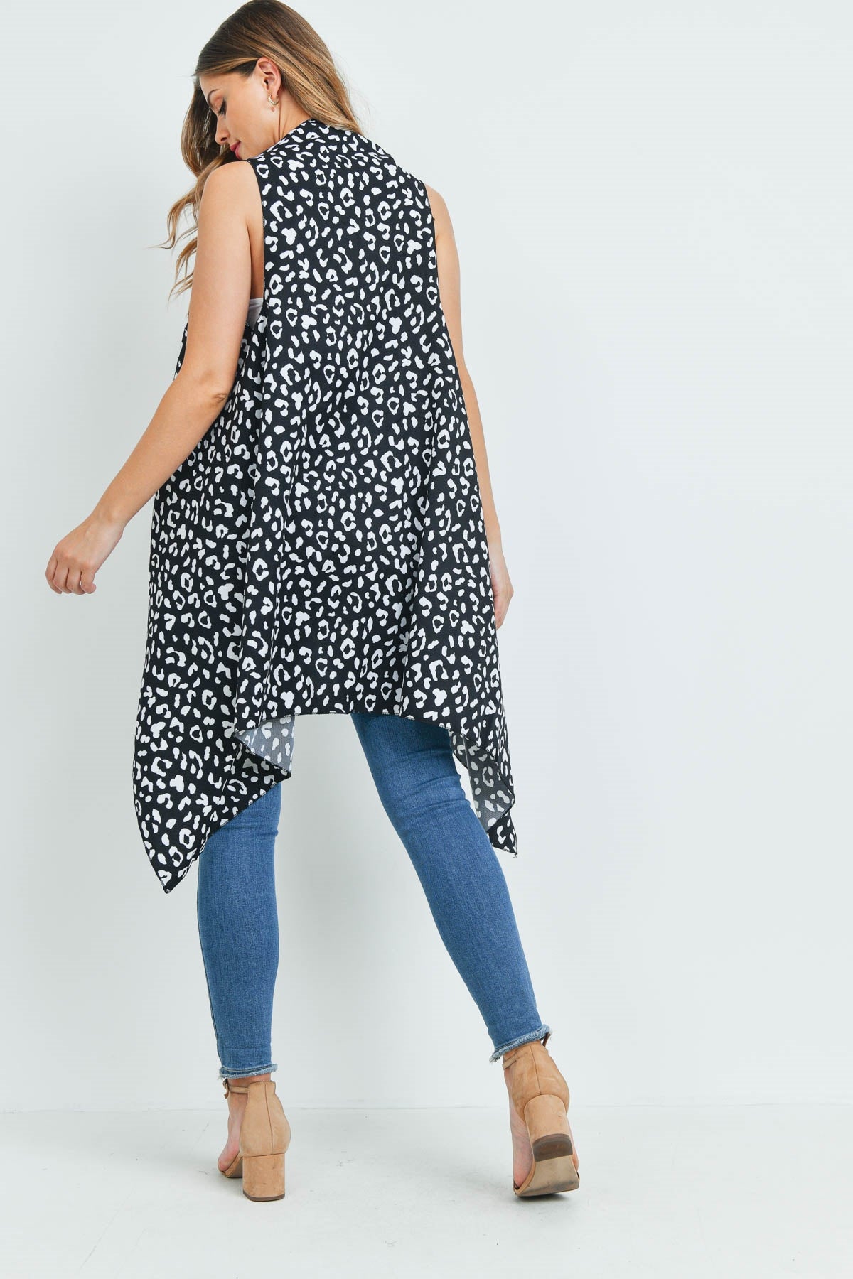 LEOPARD PRINT OPEN FRONT KIMONO VEST