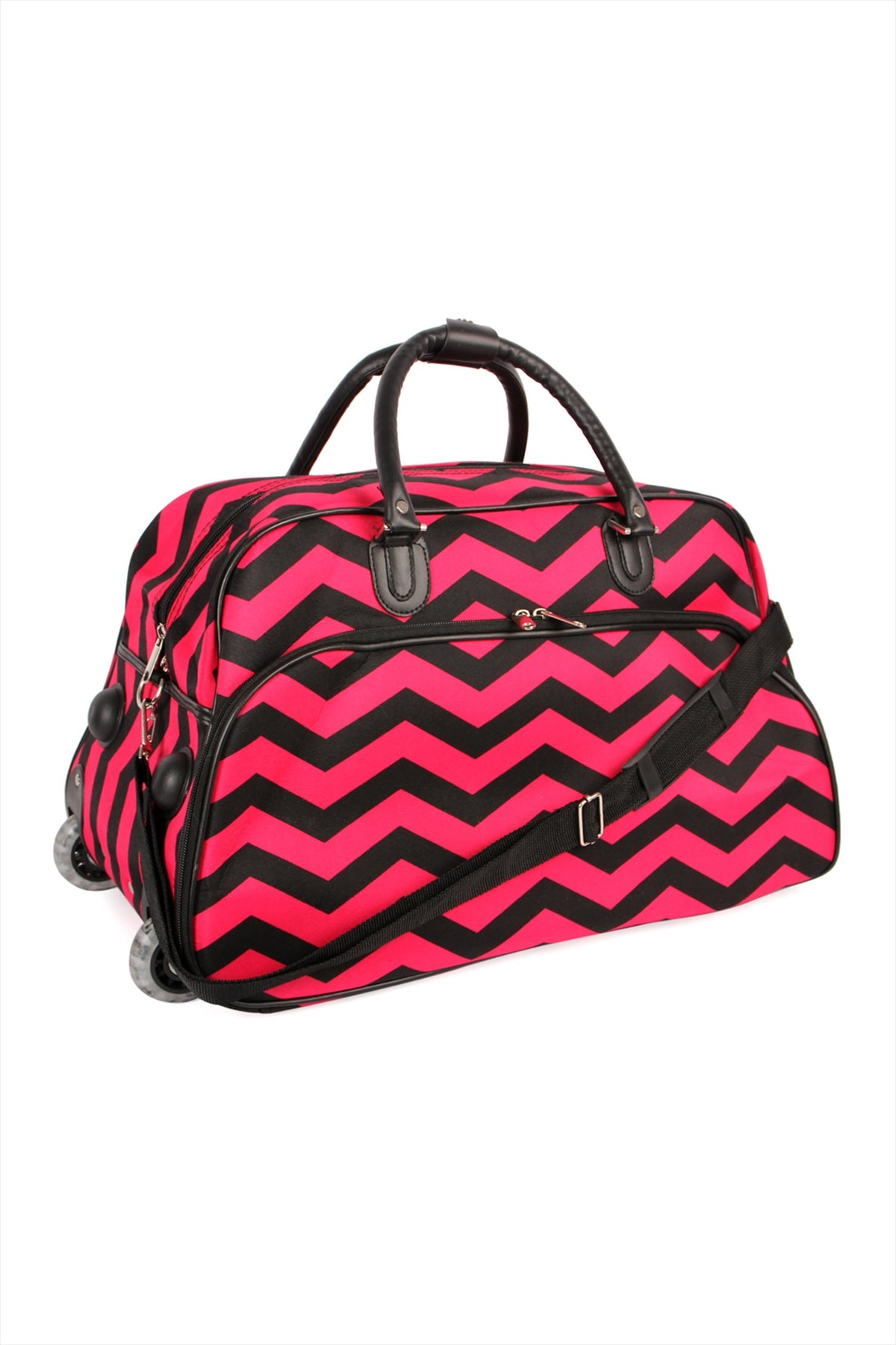 CHEVRON PRINT ROLLING DUFFLE BAG