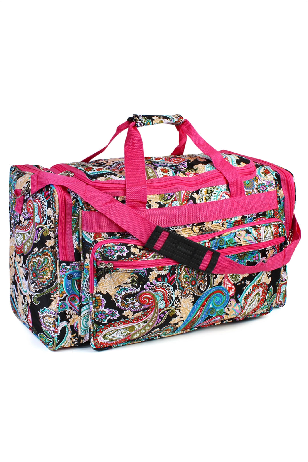 MULTI PAISLEY WITH FUCHSIA TRIM 22 DUFFLE BAG – MYS Wholesale