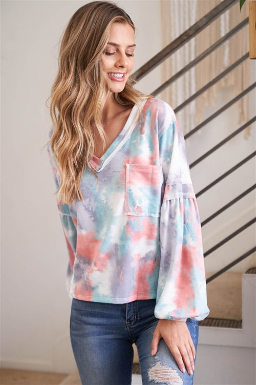 T83136-TIE DYE TOP 4-4-3-0