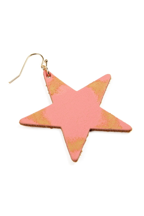 TE7100PK-STAR CUT LEATHER EARRINGS 6