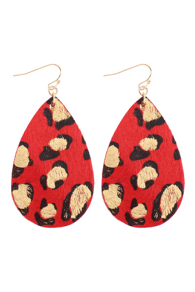 LEOPARD PRINT TEARDROP HOOK EARRINGS