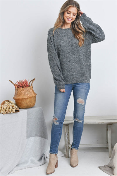 TW-21050-BALLOON SLEEVE MELANGE SWEATER 1-3