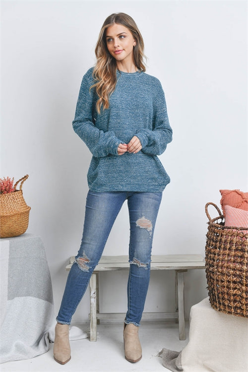 TW-21050-BALLOON SLEEVE MELANGE SWEATER 2-3