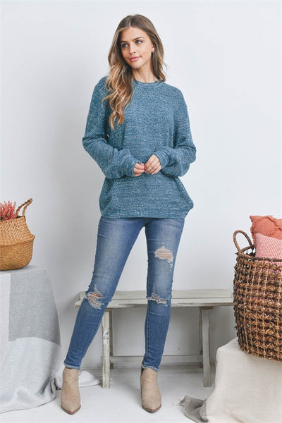 TW-21050-BALLOON SLEEVE MELANGE SWEATER 2-3
