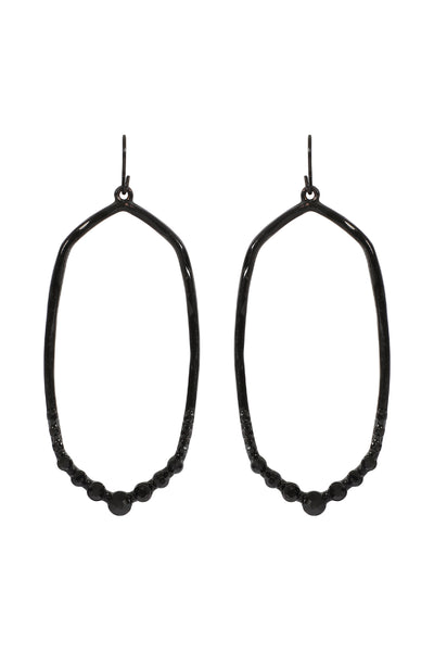 HEXAGON HAMMERED W/ PAVE RHINESTONE DROP FISH HOOK EARRINGS