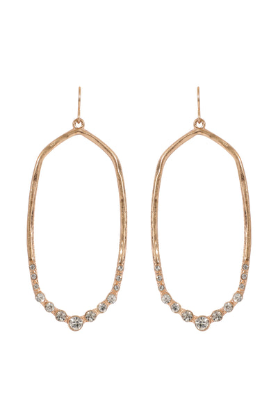 HEXAGON HAMMERED W/ PAVE RHINESTONE DROP FISH HOOK EARRINGS