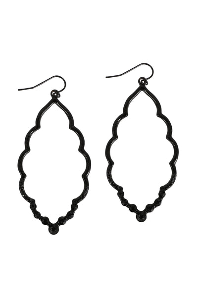 MARQUISE HAMMERED W/ PAVE RHINESTONE DROP EARRINGS
