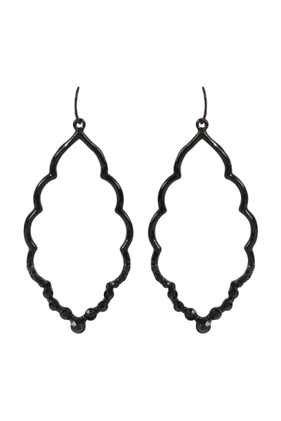 MARQUISE HAMMERED W/ PAVE RHINESTONE DROP EARRINGS