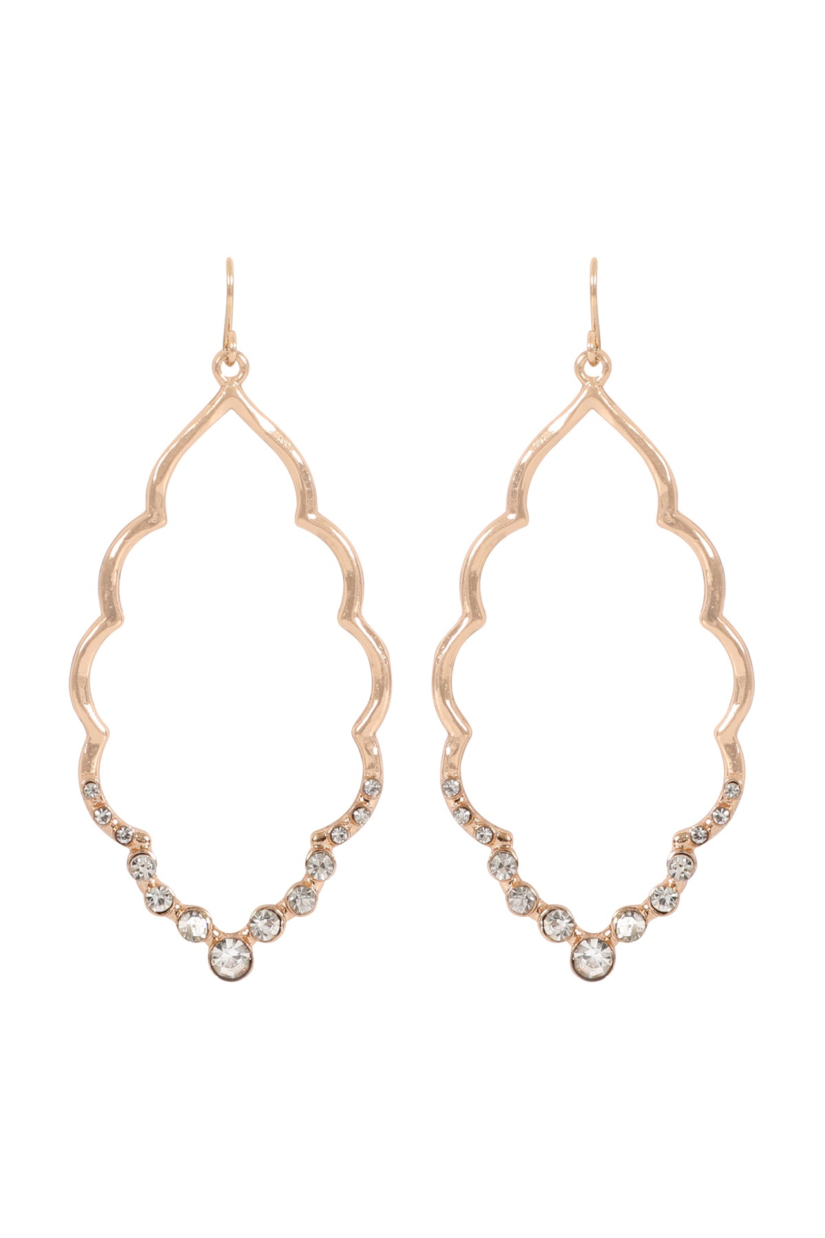 MARQUISE HAMMERED W/ PAVE RHINESTONE DROP EARRINGS