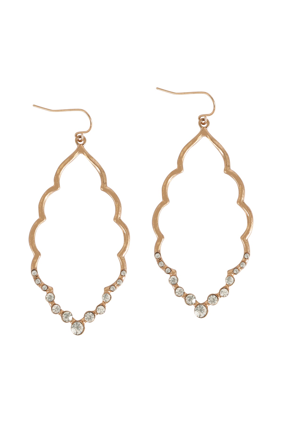 MARQUISE HAMMERED W/ PAVE RHINESTONE DROP EARRINGS