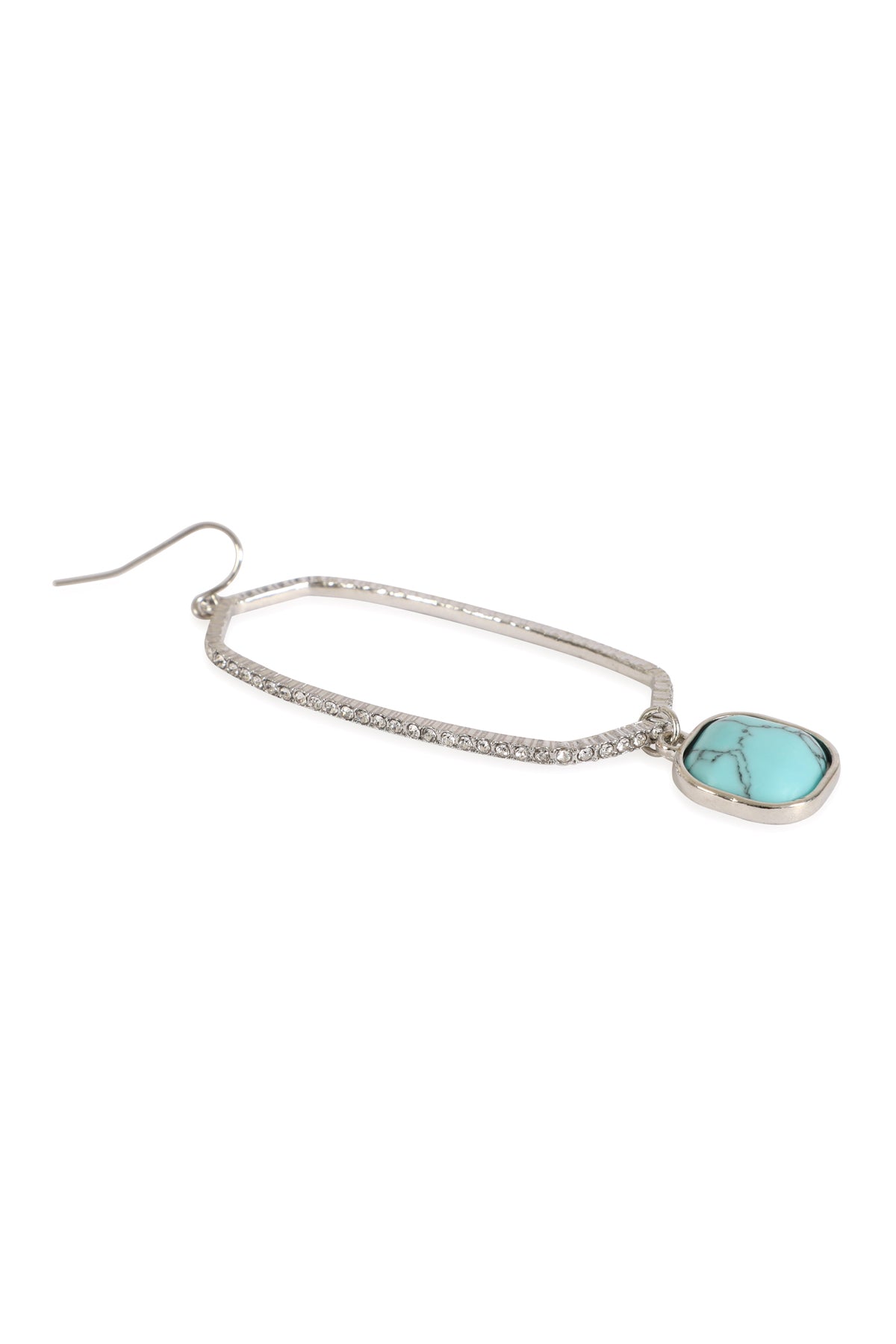 PAVE RHINESTONE HEXAGON SHAPE DROP HOOK EARRINGS