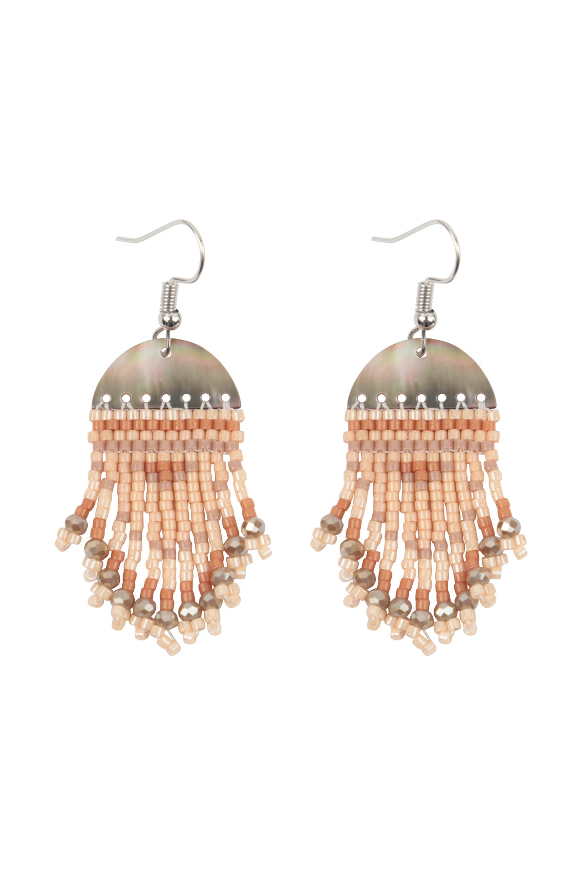 GEOMETRIC SEED BEADS FRINGE DANGLE HOOK EARRINGS