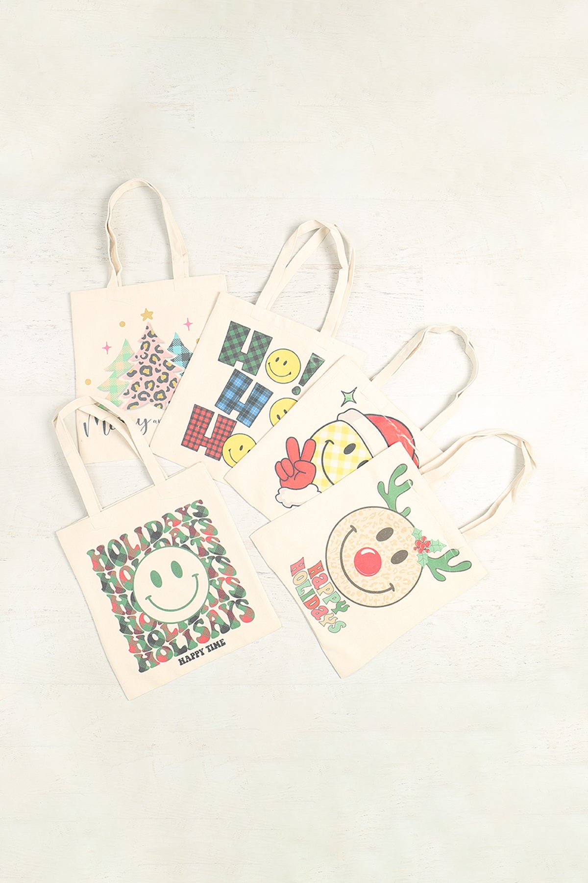 HOLIDAYS HAPPY TIME MINIMALIST PRINT TOTE BAG