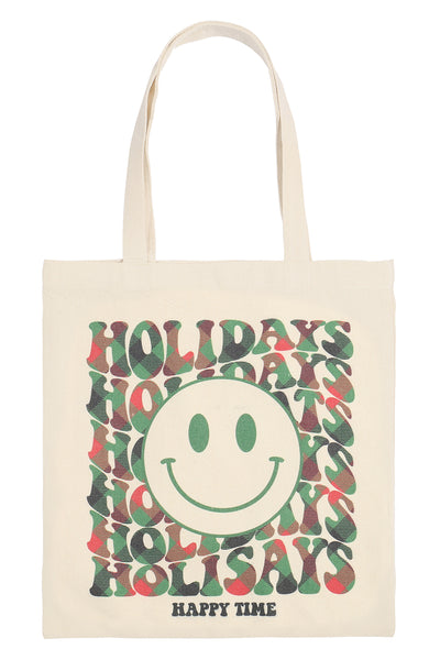 HOLIDAYS HAPPY TIME MINIMALIST PRINT TOTE BAG