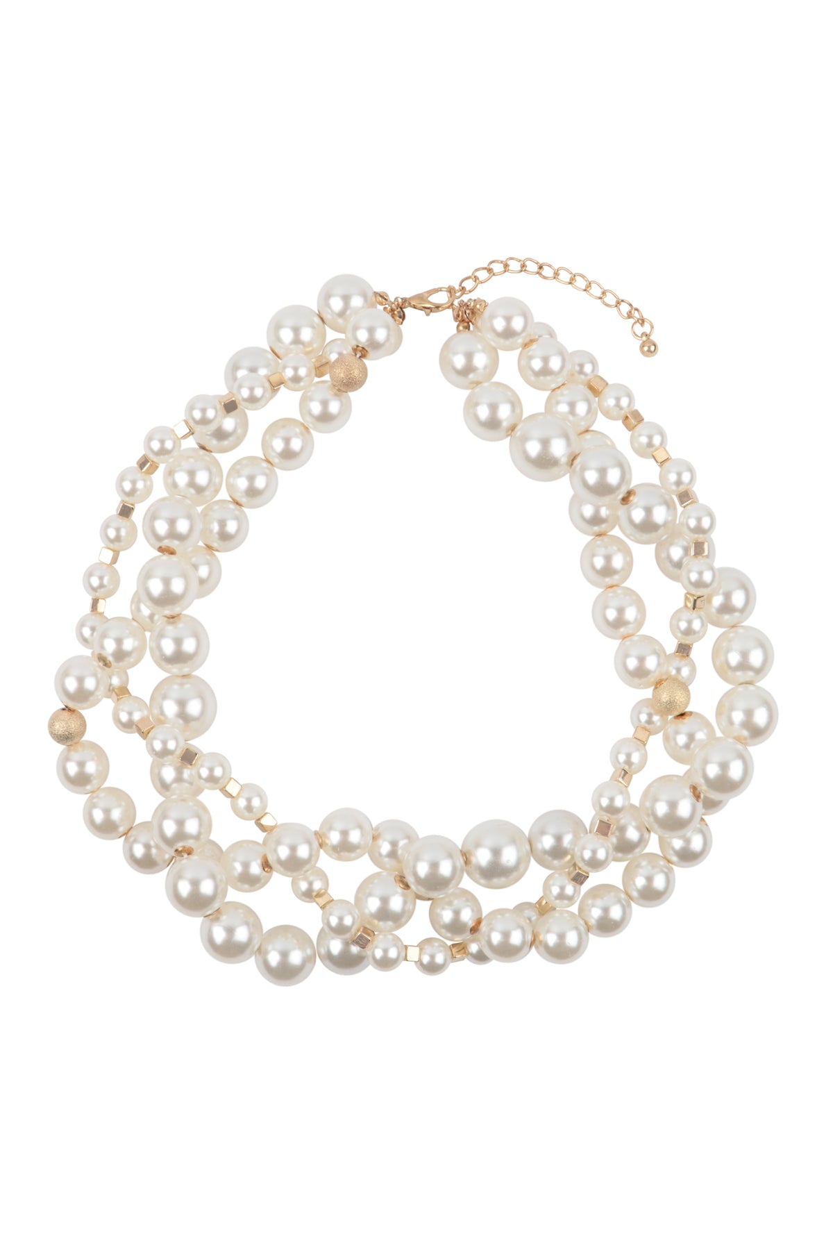 MULTI STRAND PEARL CHOKER NECKLACE-CREAM