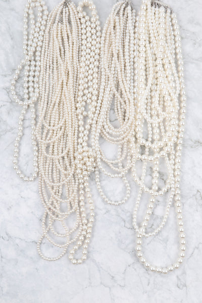 LAYERED PEARL BEADS NECKLACE-CREAM