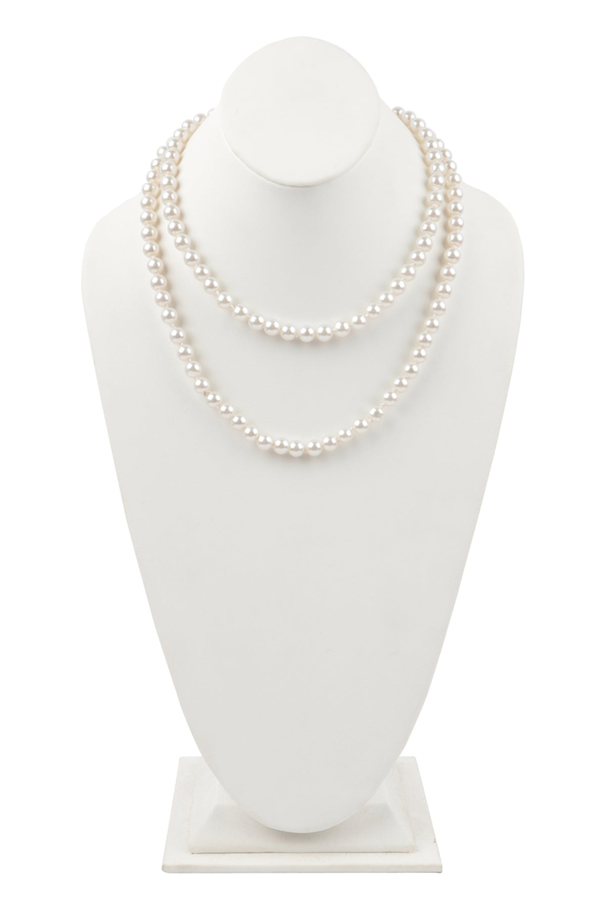 2 LINE PEARL BEADS SHORT NECKLACE-CREAM
