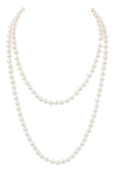 2 LINE PEARL BEADS NECKLACE-CREAM
