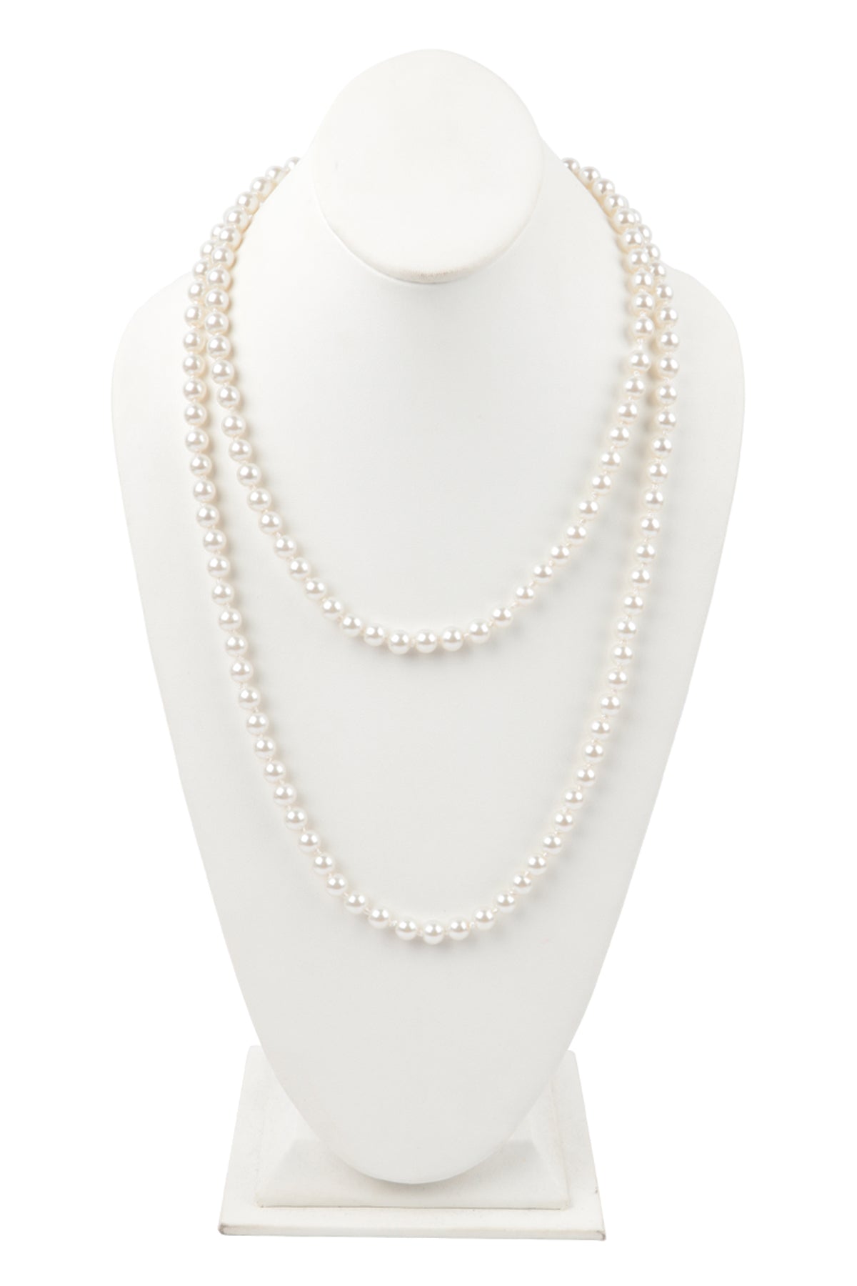 2 LINE PEARL BEADS NECKLACE-CREAM
