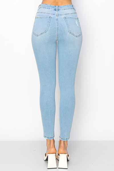 BASIC HIGH RISE SKINNY COMBINED SIZE DENIM PANTS WITH DISTRESSED 4-4-4