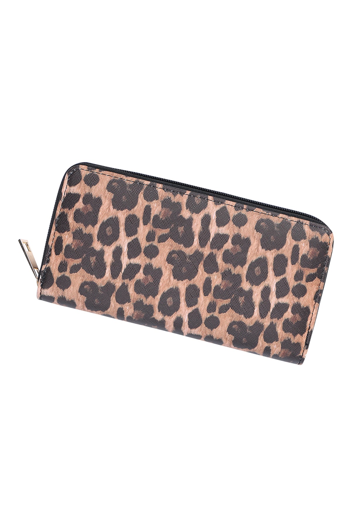 LEOPARD PRINT LEATHER ZIPPER WALLET - BROWN/1PC (NOW $3.50 ONLY!)