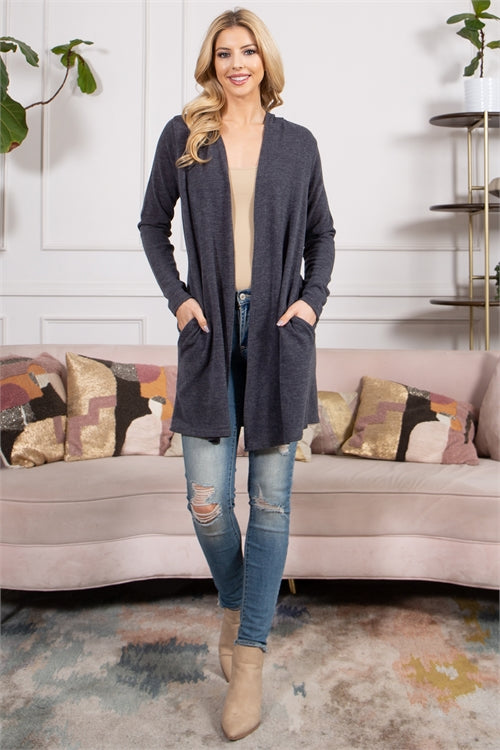 YMC30001-LONG SLEEVE OPEN FRONT HOODIE CARDIGAN 0-2-2-0