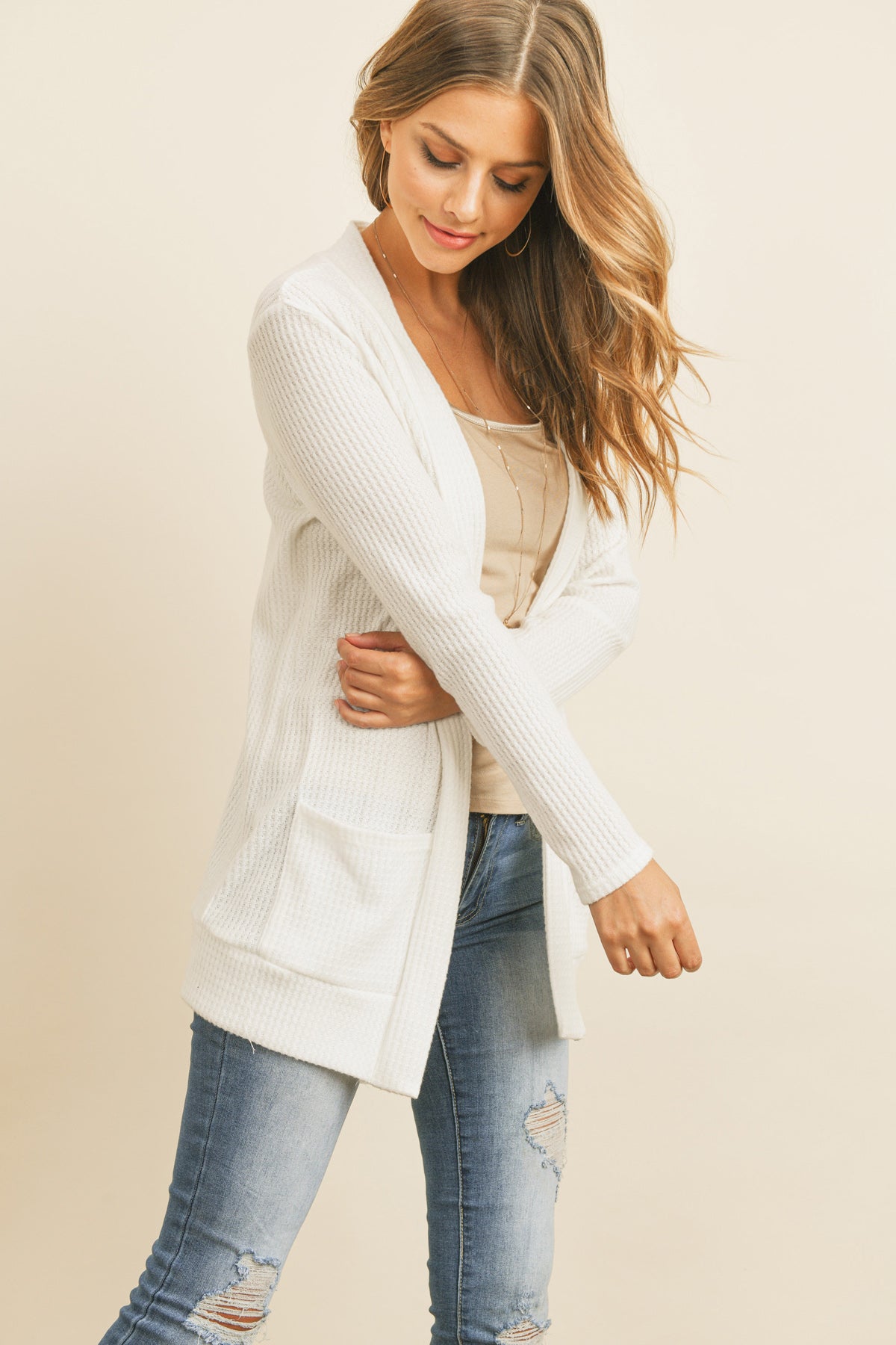 YMC30002TKV-KIDS COZY WAFFLE POCKET CARDIGAN 1-1-1-1-1-1-1-1