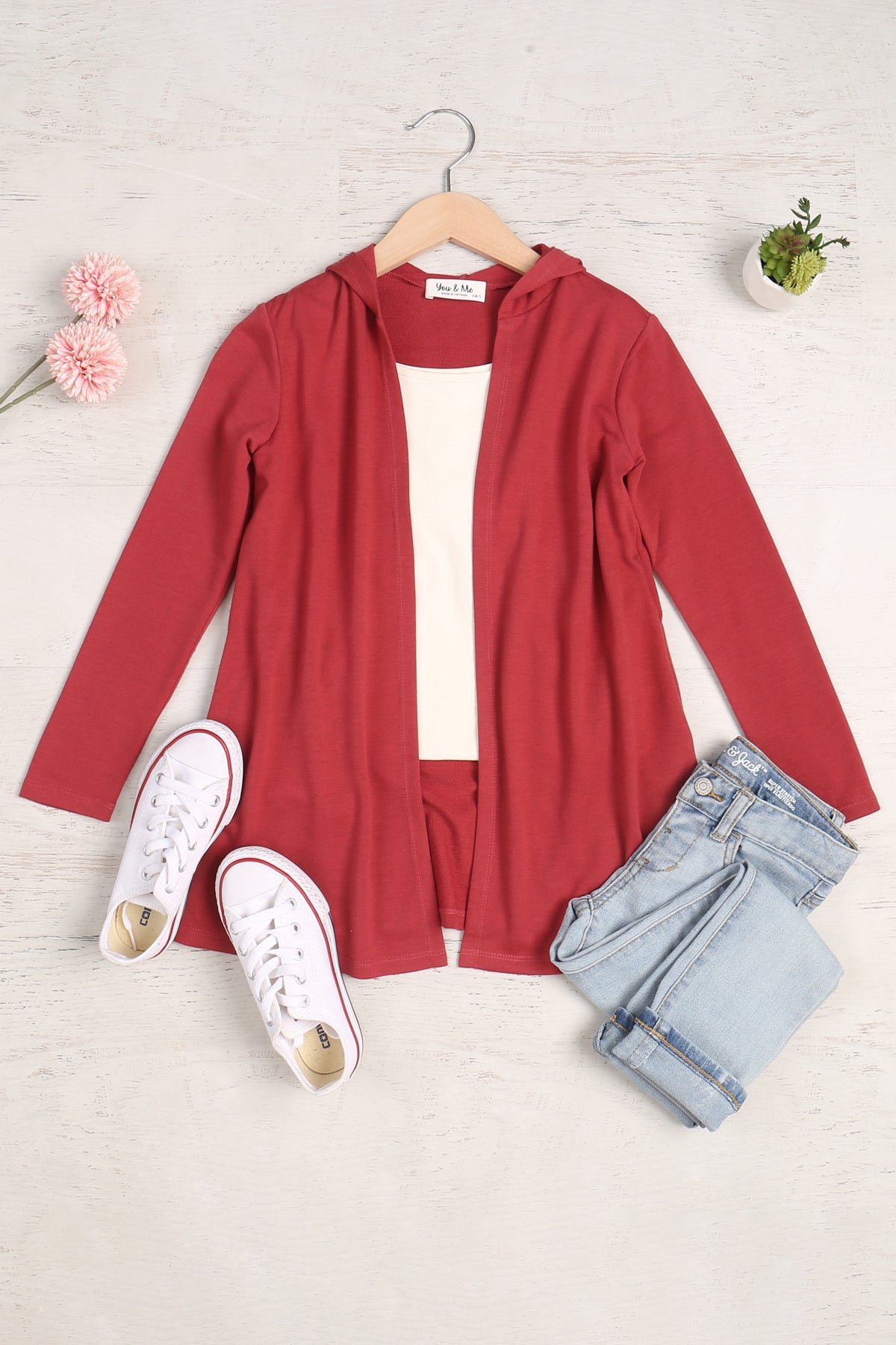 YMC30009TKV-KIDS LONG SLEEVE OPEN FRONT FRENCH TERRY HOODIE CARDIGAN 1-1-1-1-1-1-1-1