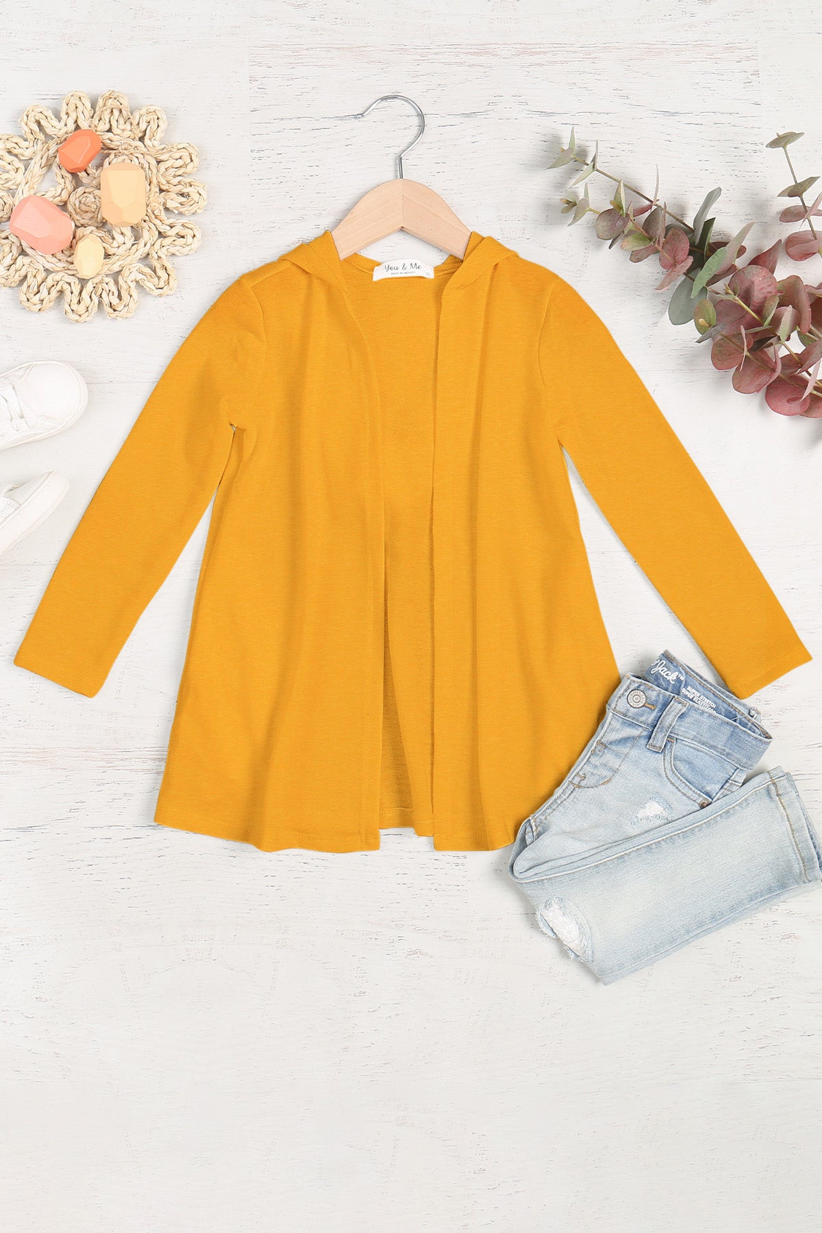 YMC30009TKV-KIDS LONG SLEEVE OPEN FRONT FRENCH TERRY HOODIE CARDIGAN 1-1-1-1-1-1-1-1