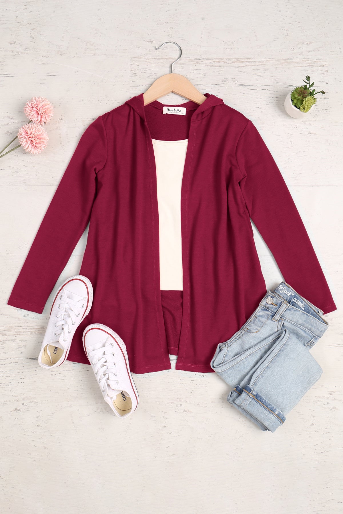 YMC30009TKV-KIDS LONG SLEEVE OPEN FRONT FRENCH TERRY HOODIE CARDIGAN 1-1-1-1-1-1-1-1