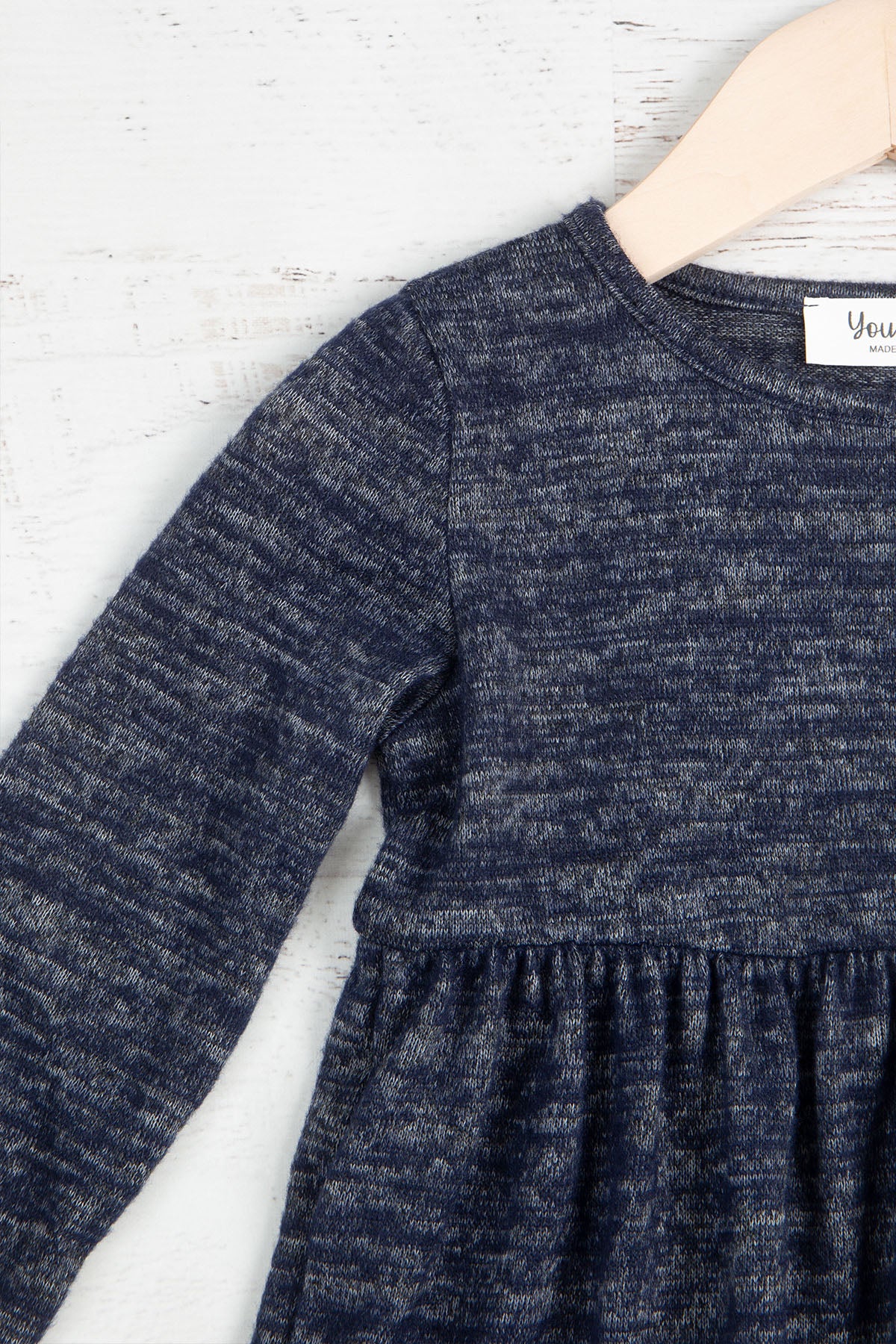 YMD10012TK-KIDS LONG SLEEVE TIERED RUFFLE TRI-BLEND DRESS 1-1-1-1-1-1-1-1