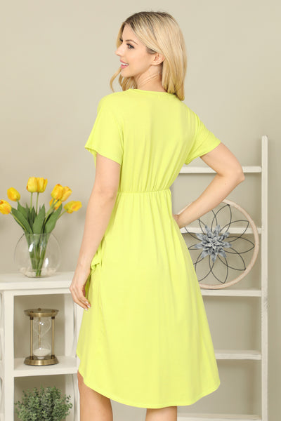 CINCHED WAIST SOLID TULIP DRESS  1-2-2-2