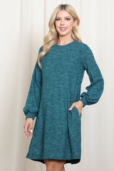 LONG PUFF SLEEVE MIR PD BRUSH DRESS  1-1-1-1